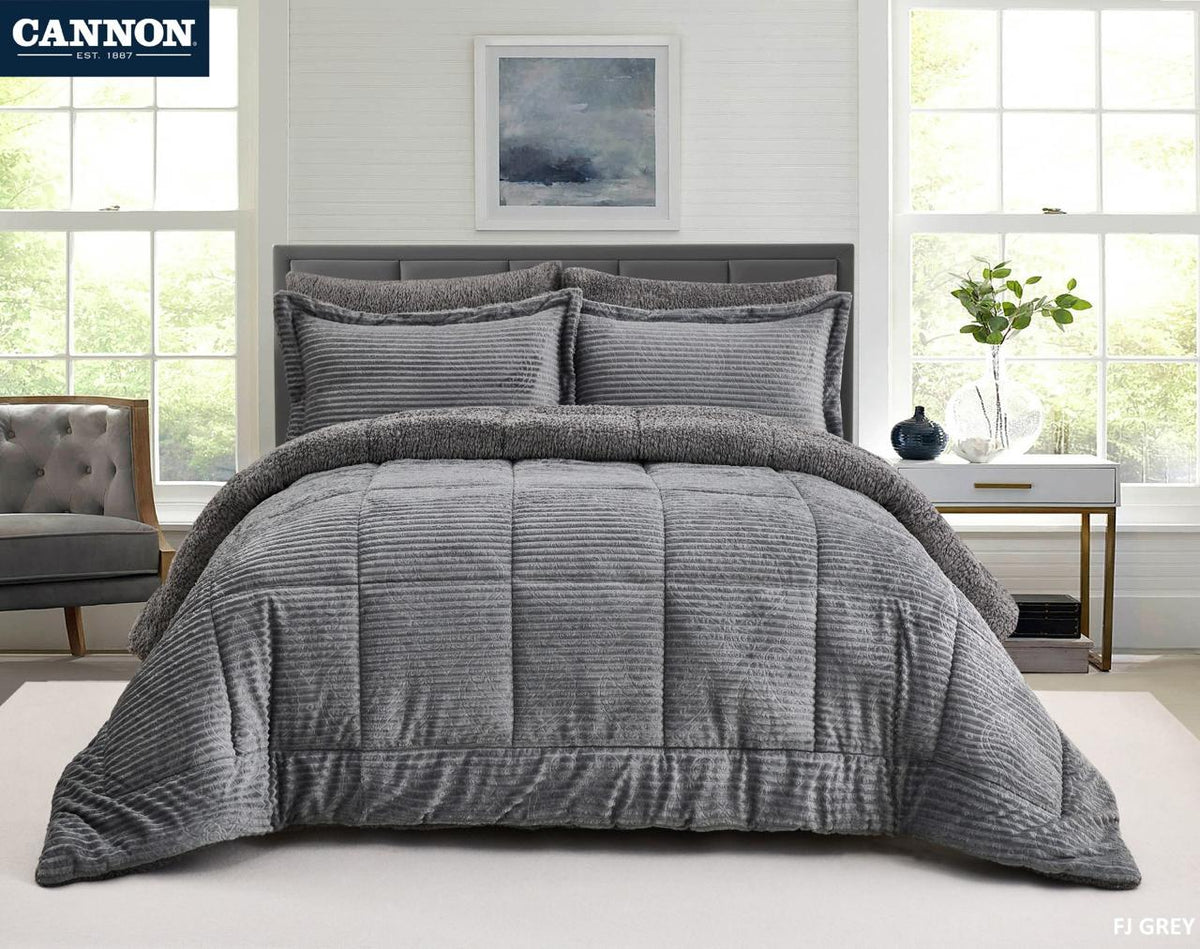 Cannon Embossed Flannel Jacquard Comforter Set King, 6 Pieces