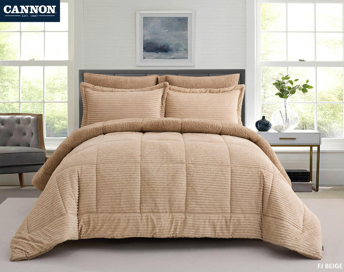 Cannon Embossed Flannel Jacquard Comforter Set King, 6 Pieces