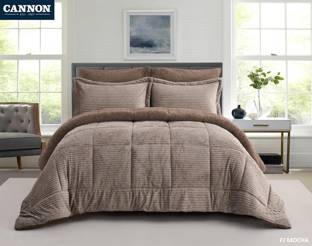 Cannon Embossed Flannel Jacquard Comforter Set King, 6 Pieces