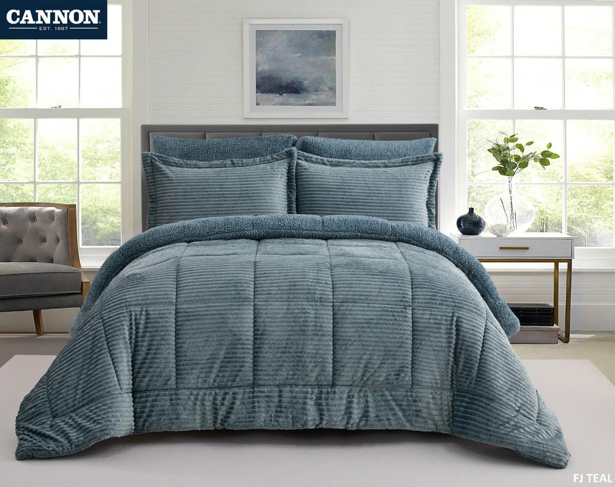 Cannon Embossed Flannel Jacquard Comforter Set King, 6 Pieces