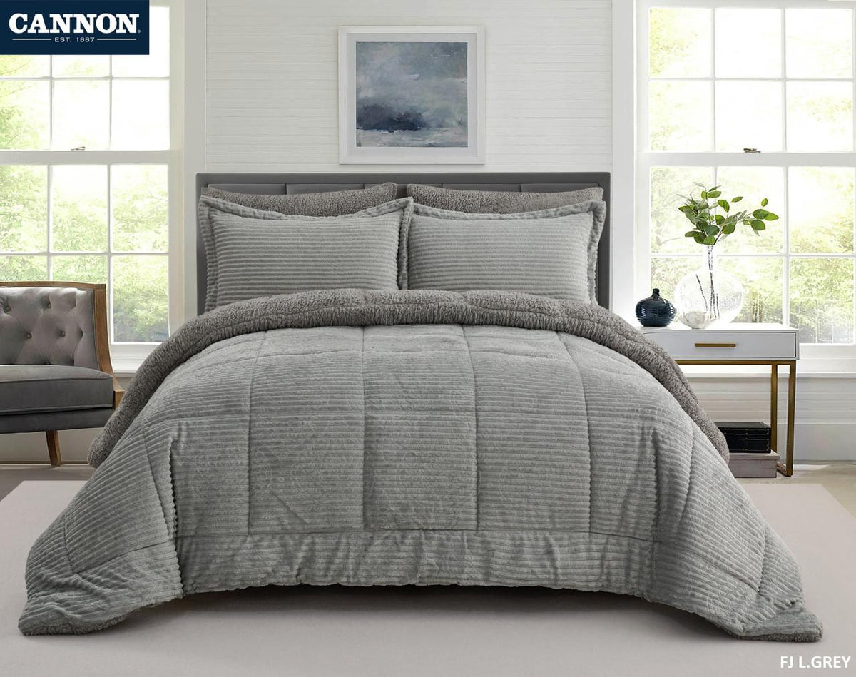 Cannon Embossed Flannel Jacquard Comforter Set King, 6 Pieces