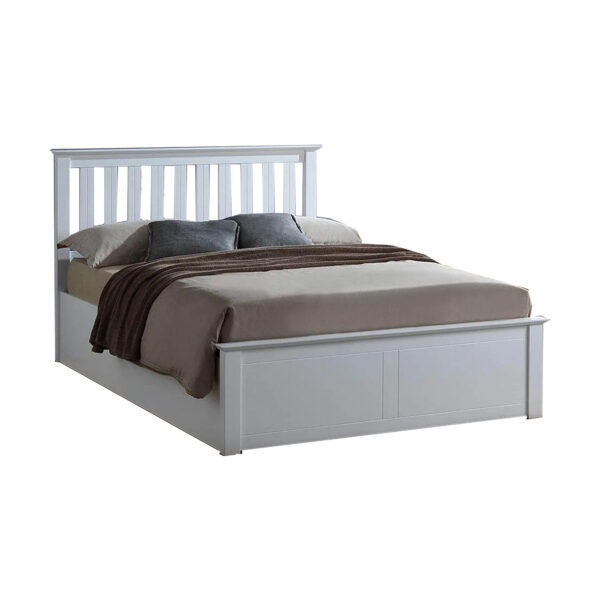 white wooden bed frame